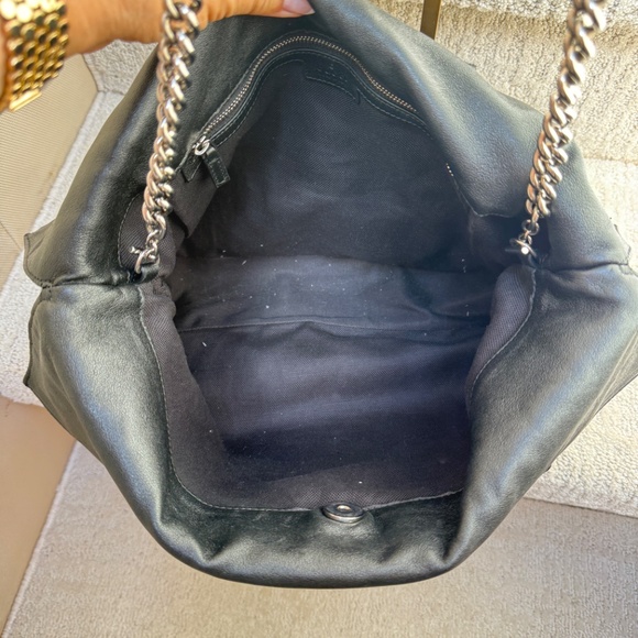 Gucci Sakai Be Green Calfskin Diagonal Stitched Medium Blondie Tote Black - Picture 3 of 14